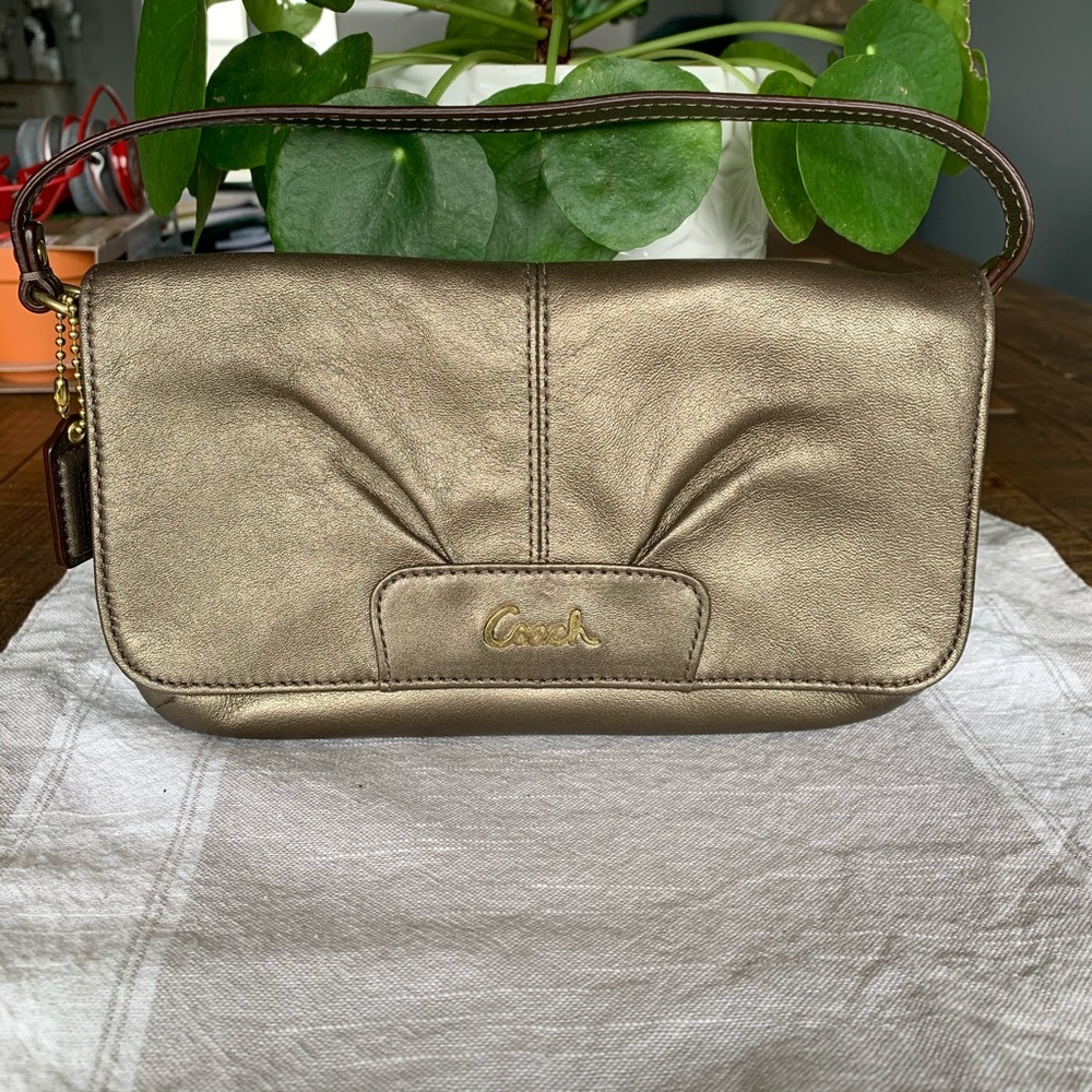 Metallic Coach Clutch Wristlet